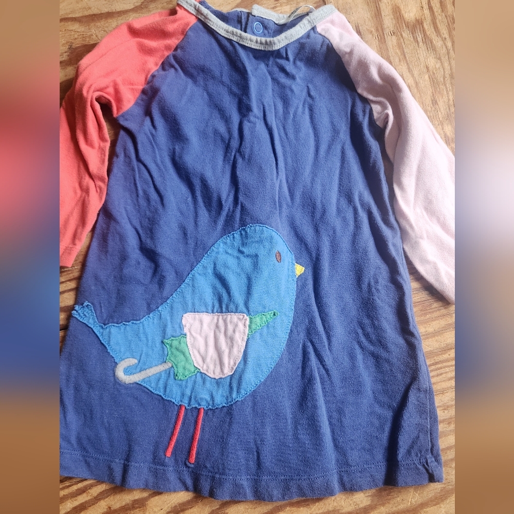 Baby Boden Button Back Bird Dress